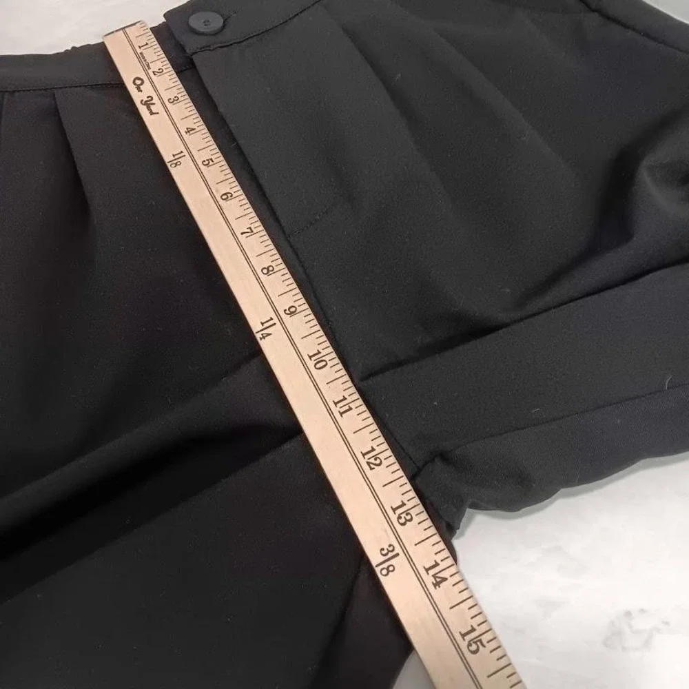 Tapered Dress Pants Womens Small Black Pleated Crepe Elastic Waist‎ Button Hem